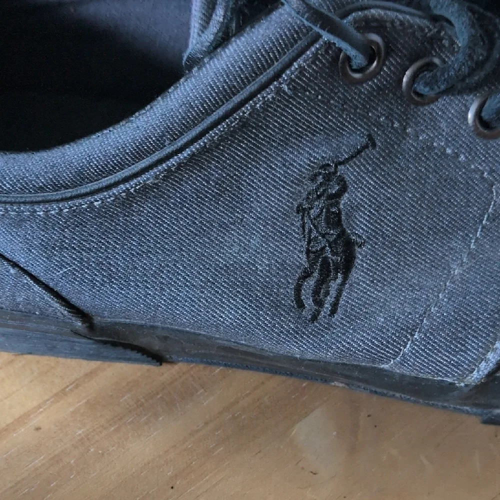 Ralph Lauren Polo Oxford Shoes Denim Mens Size 10.5 D Grey And Black